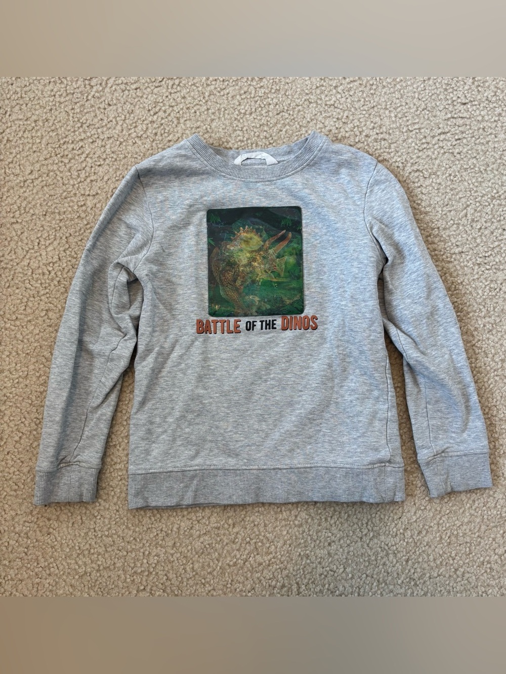 H&M Kids Grey "Battle of the Dinos" Sweatshirt Size 6-8